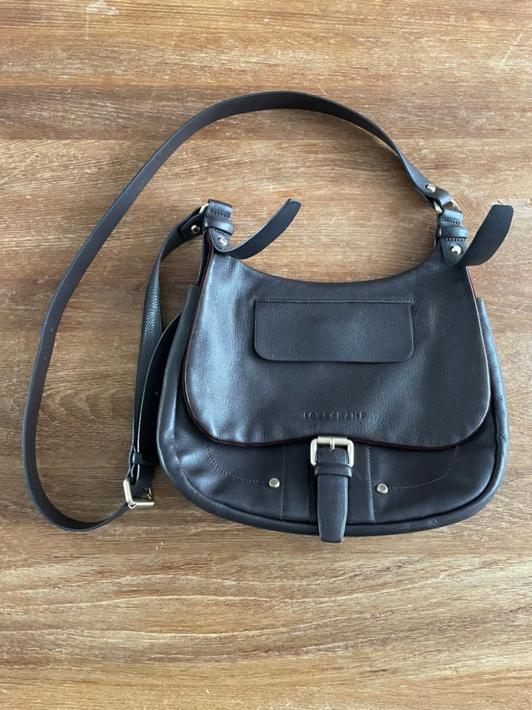 Longchamp Balzane, crossbody, saddle bag, chocoladebruin, Verzenden, Gebruikt, Bruin, Schoudertasje