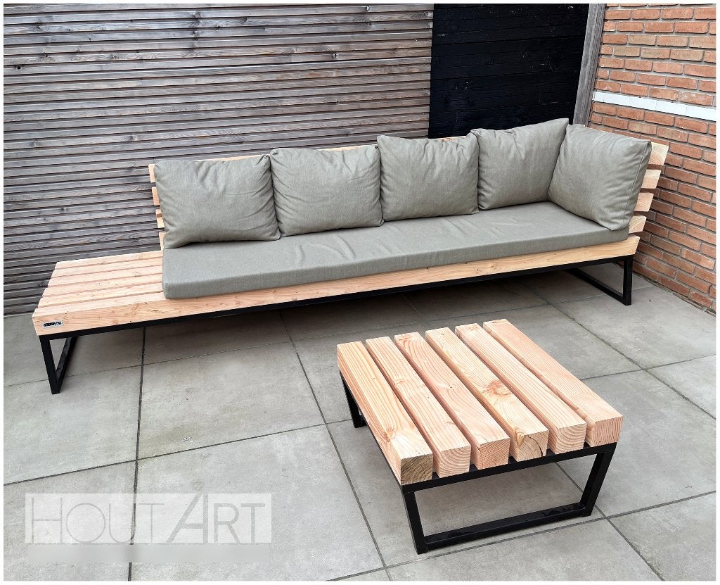 Hocker Massive staal met douglas balken, Nieuw, 75 tot 100 cm, Ophalen of Verzenden, Minder dan 150 cm
