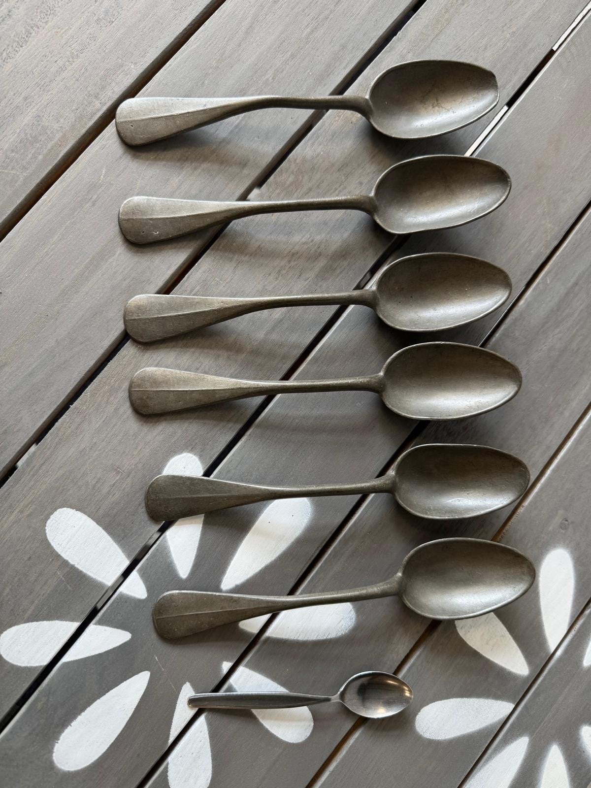 Set antieke tinnen lepels, begin 20e eeuw, Antiek en Kunst, Ophalen of Verzenden