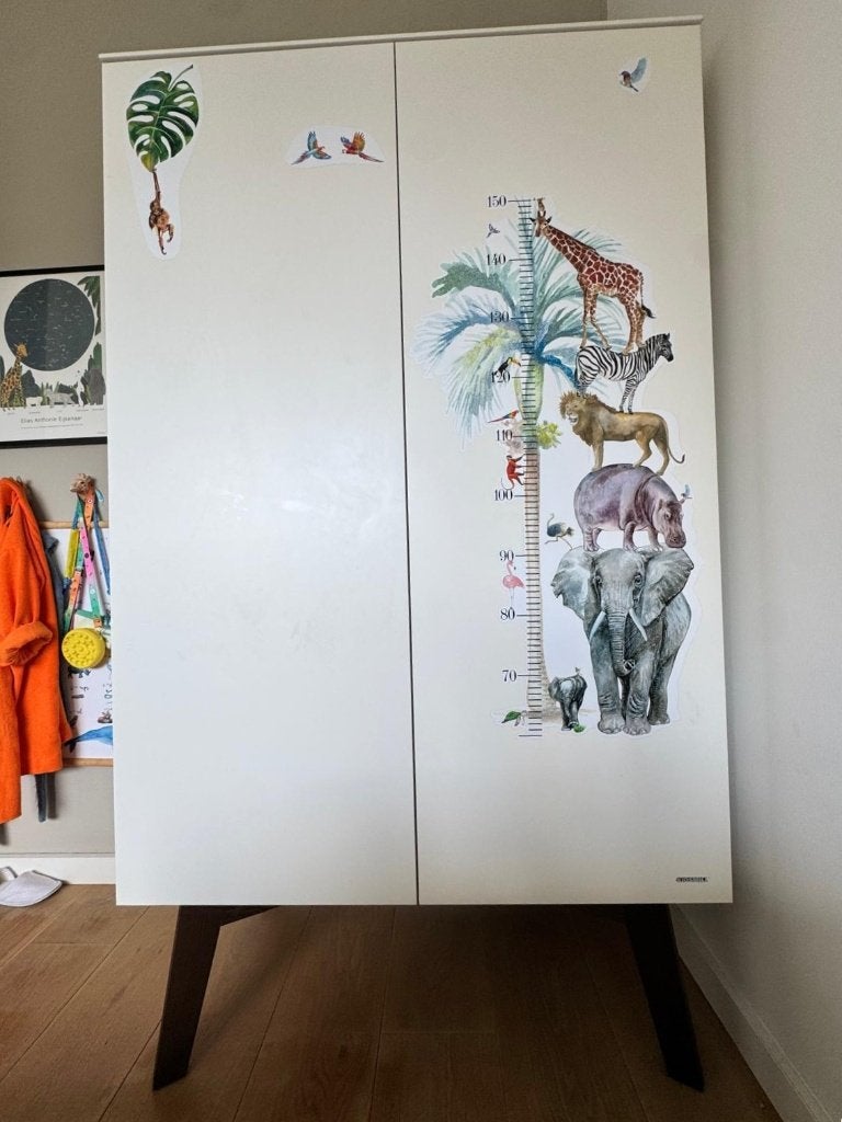 Kidsmill Sixties Kledingkast 2-deurs | Wit Mat / Walnoot, Ophalen, Kast, 50 tot 70 cm, 105 cm of meer