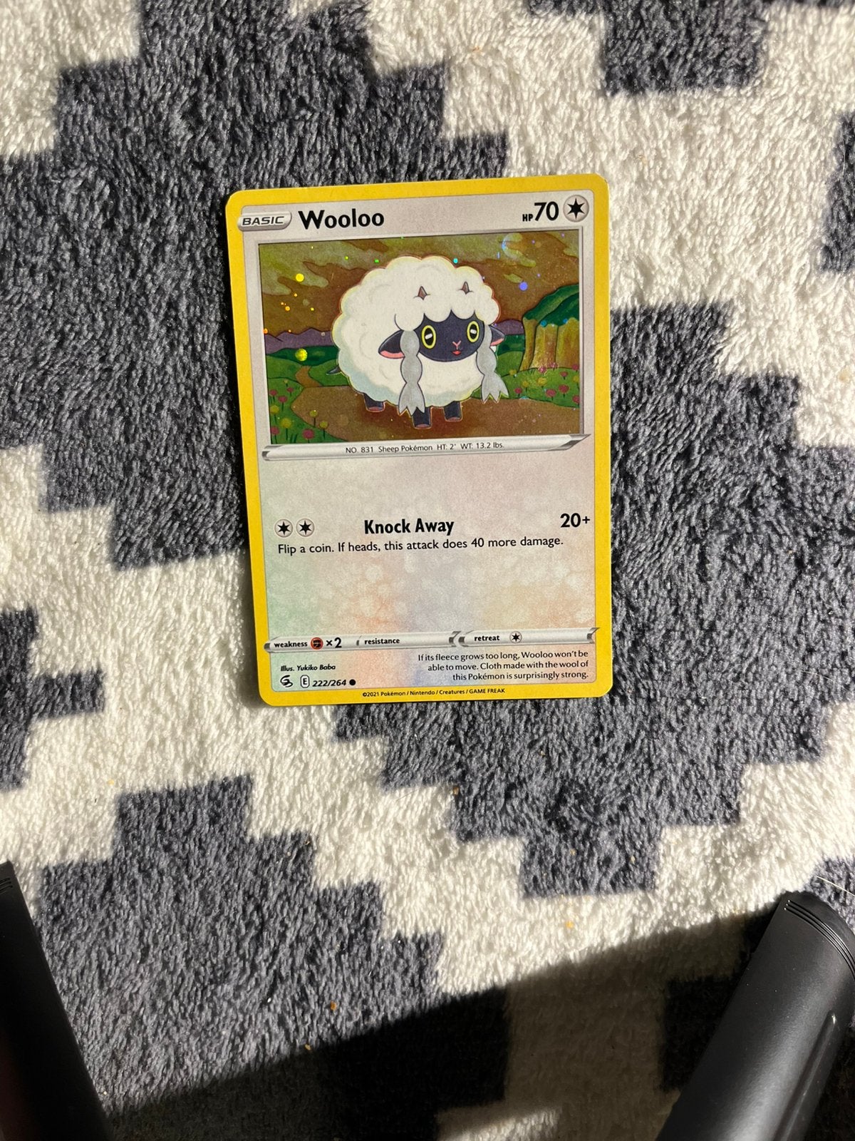 Holo Pokémon Kaart Wooloo 222/264 - Goede Staat, Ophalen of Verzenden, Zo goed als nieuw, Losse kaart, Foil