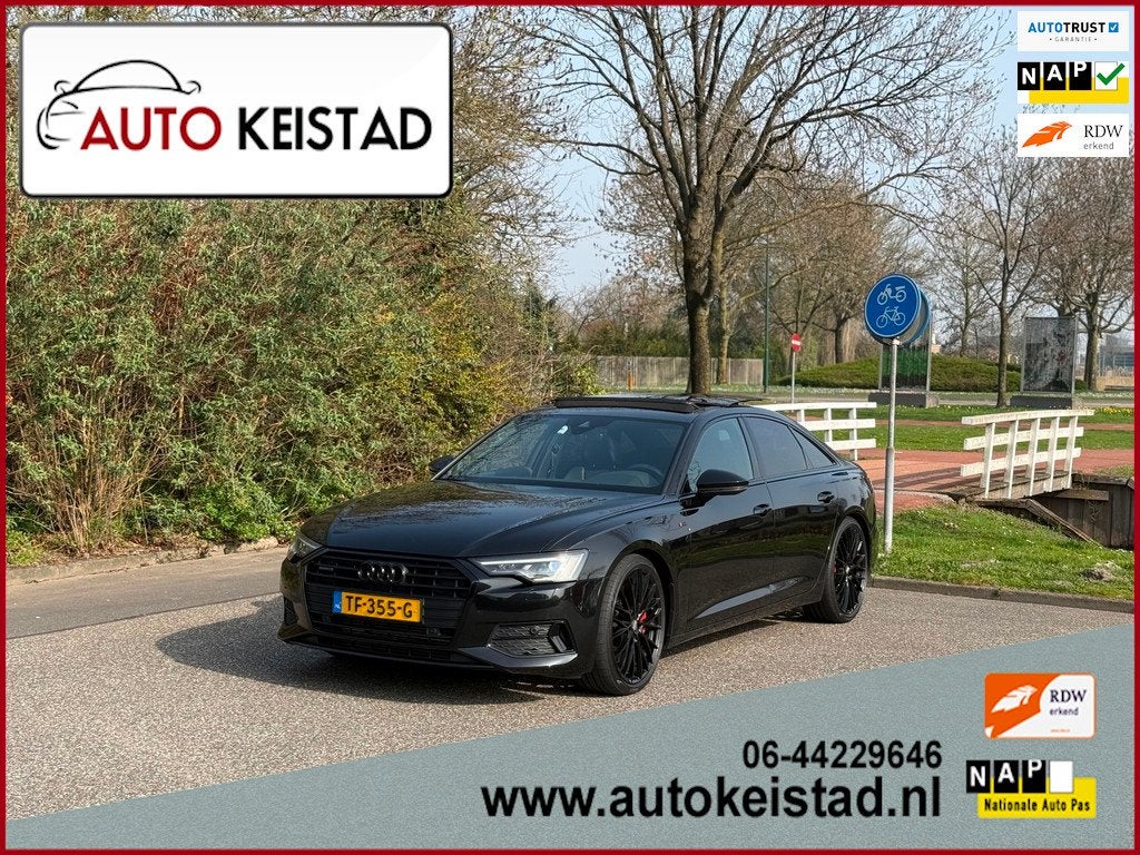 Audi A6 Limousine 55 TFSI 340PK S-LINE PANORAMA/LEDER/MEMORY, Automaat, Gebruikt, 2995 cc, 2000 kg
