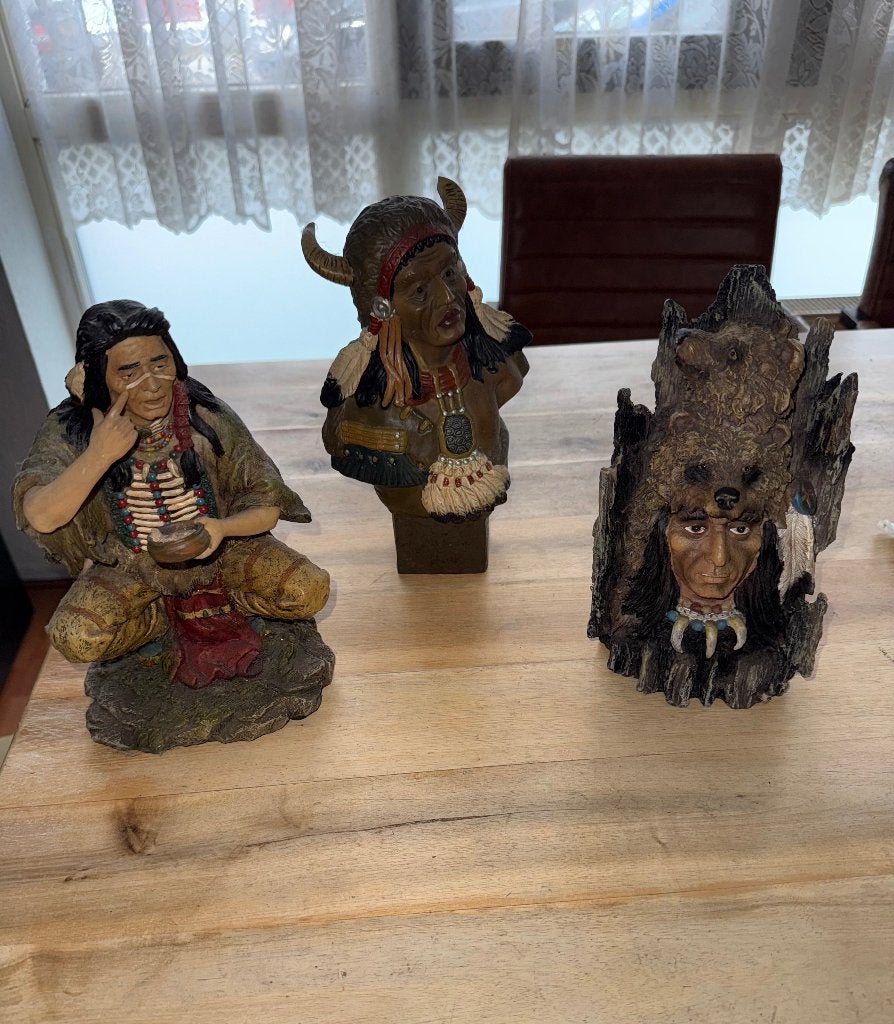 Set van 3 Indianen Beelden, Verzamelen, Beelden en Beeldjes, Gebruikt, Mens, Ophalen
