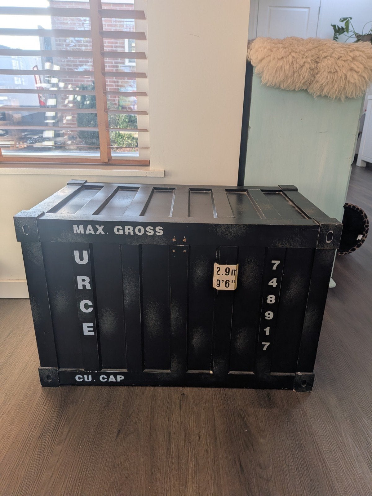 Houten opbergkist zeecontainer, Huis en Inrichting, Woonaccessoires | Kisten, Ophalen, Gebruikt, 50 tot 100 cm, Minder dan 50 cm