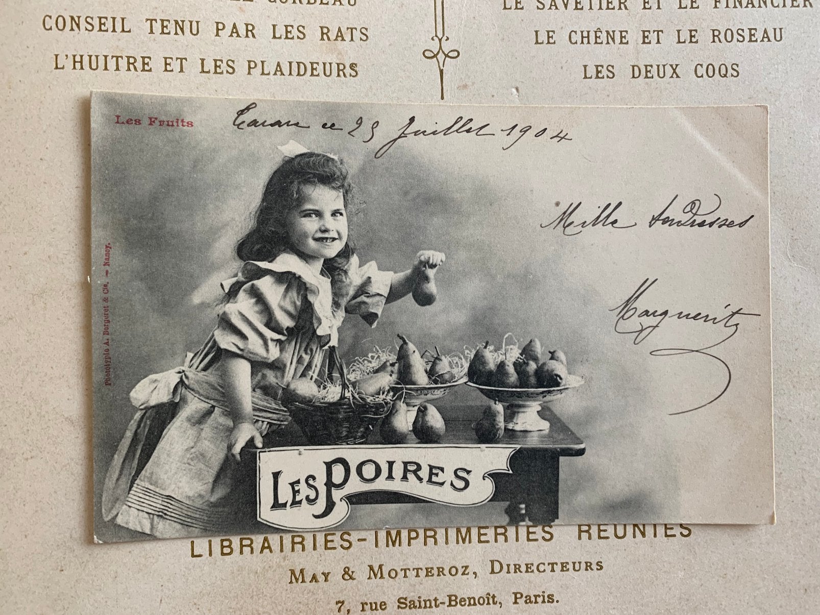 23-7-1904 Les Fruits - Les Poires - Peren (GO), Verzamelen, Ansichtkaarten | Themakaarten, Ophalen of Verzenden, Voor 1920, Gelopen