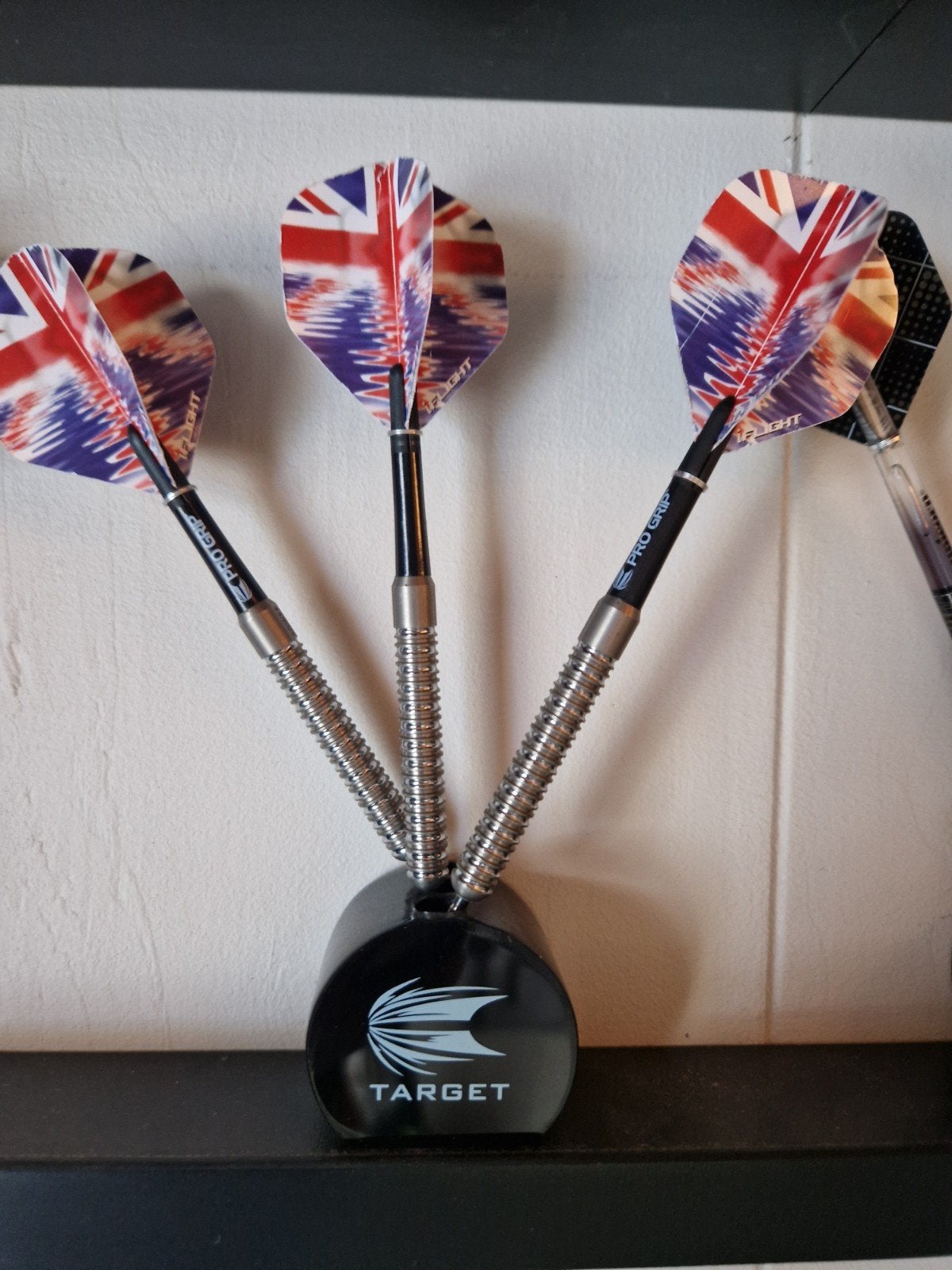 Target Darts met Union Jack Flights en Houder, Ophalen of Verzenden, Gebruikt, Pijlen
