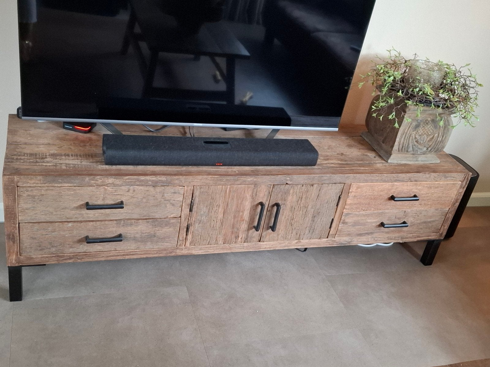 Tv meubel en buffetkast driftwood sobere sfeer, Ophalen, Zo goed als nieuw, Minder dan 100 cm, 25 tot 50 cm