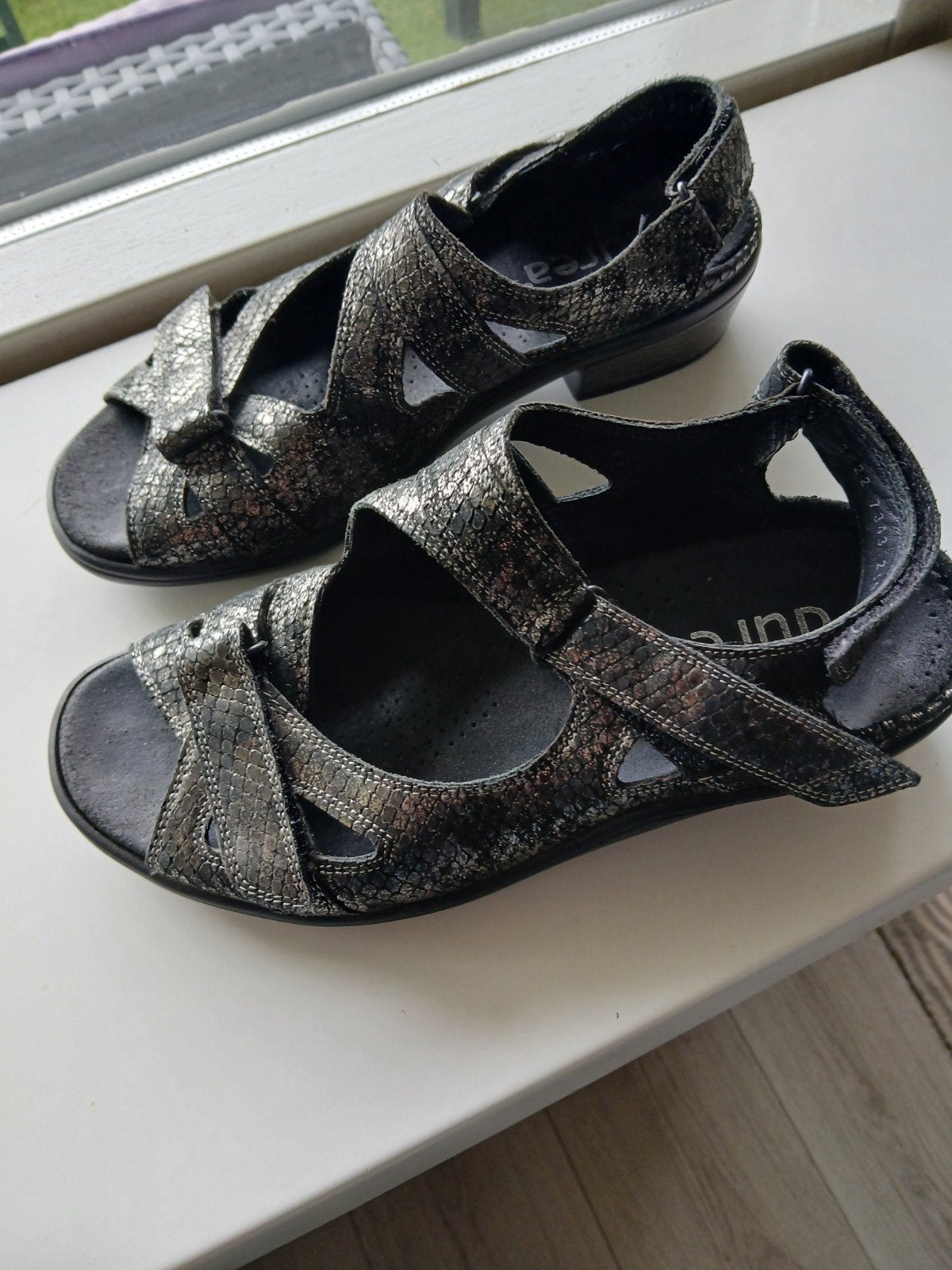 DUREA Mooie sandalen leder mt 38 K zie prijs op de foto, Verzenden, Zwart, Zo goed als nieuw, DUREA