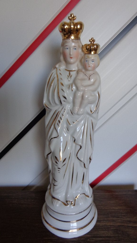 Antiek groot porseleinen beeld Maria met kind Tsjechië, Ophalen