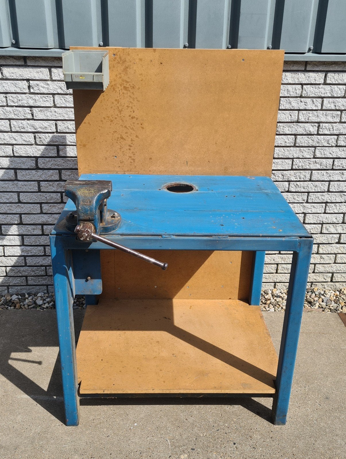 Werkbank werktafel met bankschroef massief stalen blad, Ophalen, Gebruikt, Overige typen, Minder dan 2 meter