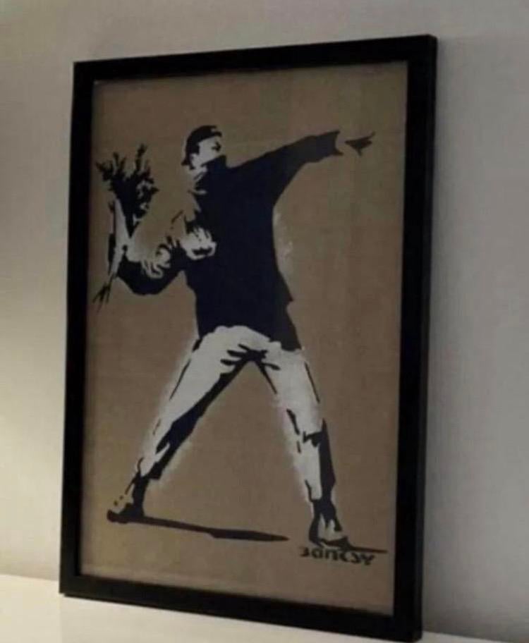 Banksy : werk beperkt tot 50 exemplaren. ingelijst verkocht, Antiek en Kunst, Kunst | Designobjecten, Ophalen of Verzenden