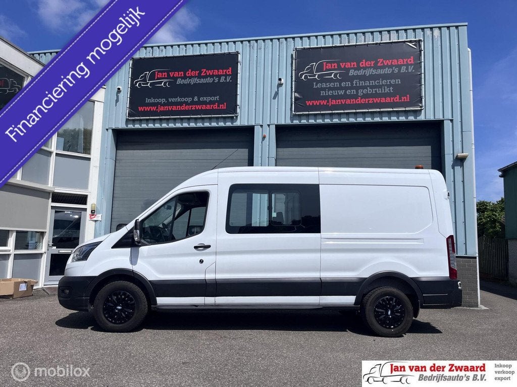 Ford Transit 350 2.0 TDCI Euro 6 L3H2 Ambiente Dubbele Cabin, Auto's, Voorwielaandrijving, Euro 6, 4 cilinders, Wit