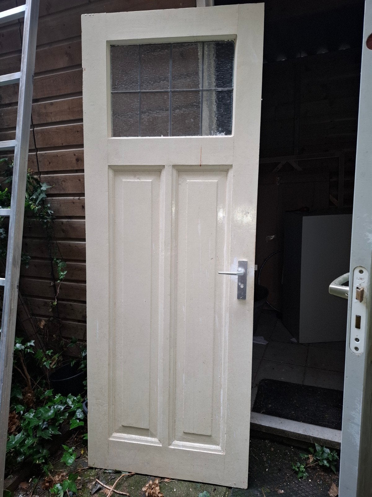 Gebruikte houten binnendeur met glas, Ophalen, Gebruikt, 80 tot 100 cm, Binnendeur