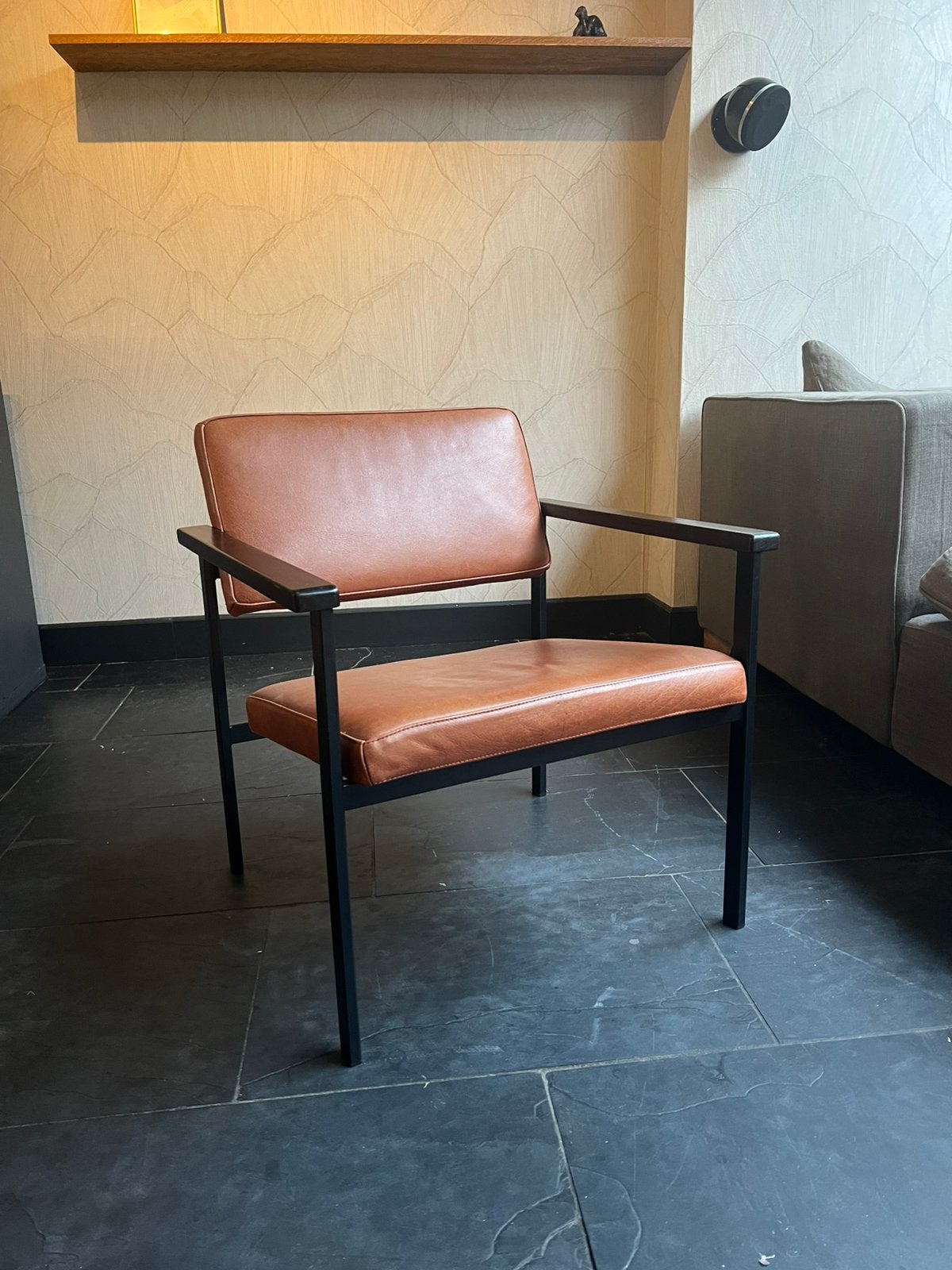 Loods 5 Fauteuil leer cognac, Ophalen, Bruin, Leer, Zo goed als nieuw