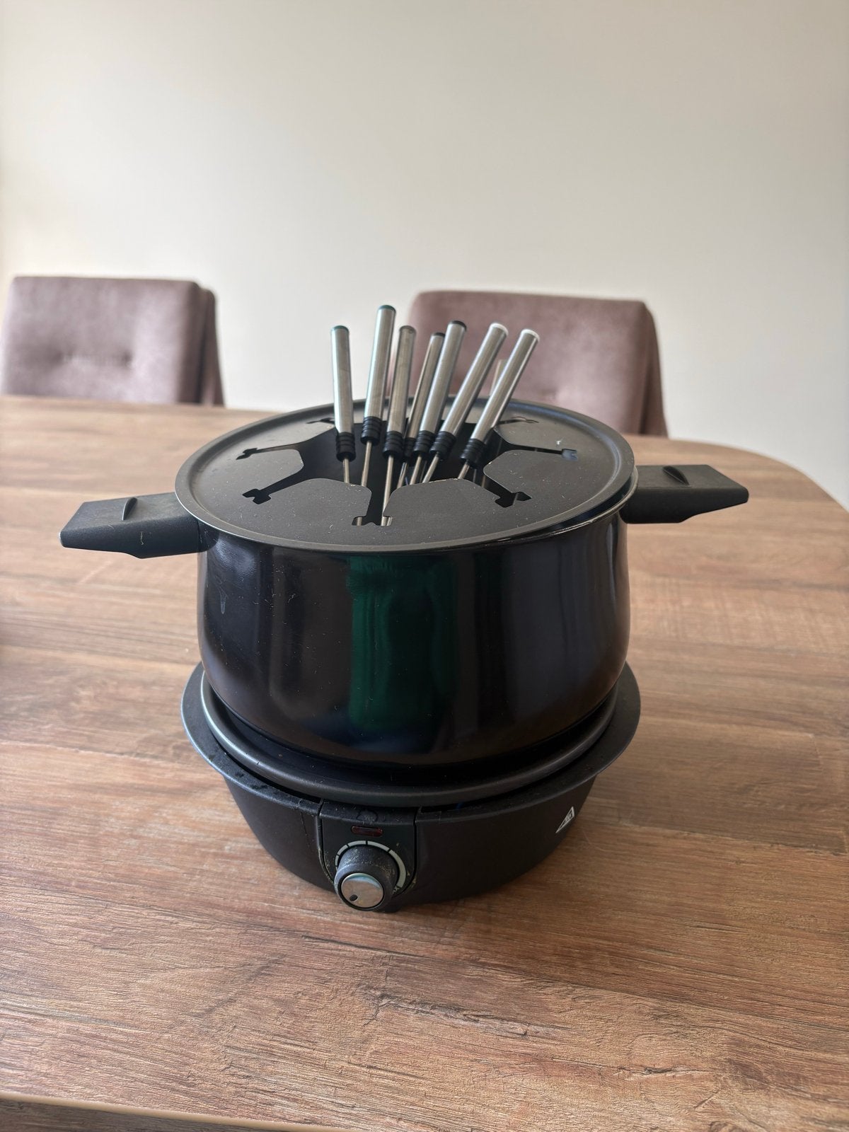 Elektrische fondueset met 6 vorkjes, Ophalen, Zo goed als nieuw, Elektrisch, Fondueset