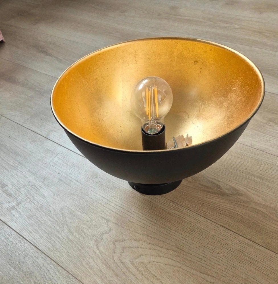 Plafondlamp Zwart met Goud - Industriële Stijl, Ophalen of Verzenden, Gebruikt, Industrieel