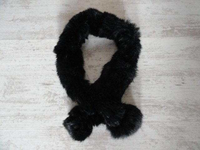 Zwarte bont sjaal, Ophalen of Verzenden, Zo goed als nieuw, Maat 42/44 (L), Sjaal