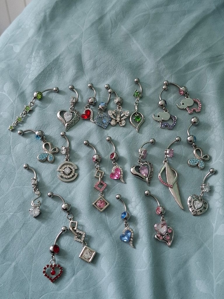 PARTIJ luxe navelpiercings, Sieraden, Tassen en Uiterlijk, Oorbellen, Ophalen of Verzenden, Zo goed als nieuw, Overige kleuren