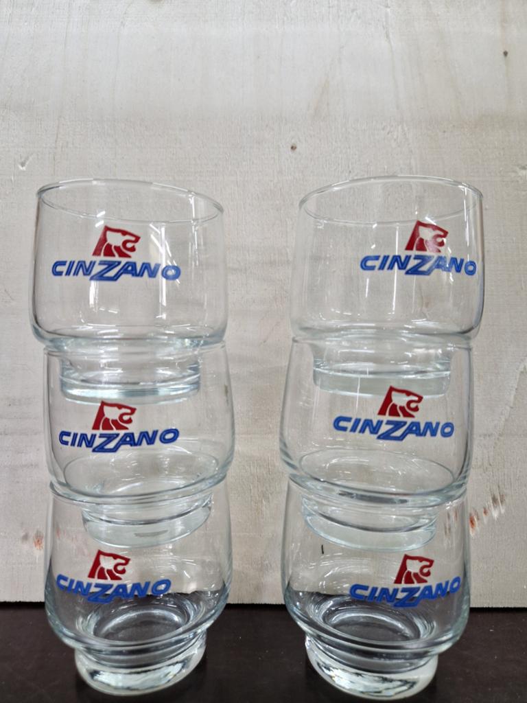 Set van 6 vintage Cinzano glazen, Antiek en Kunst, Ophalen of Verzenden