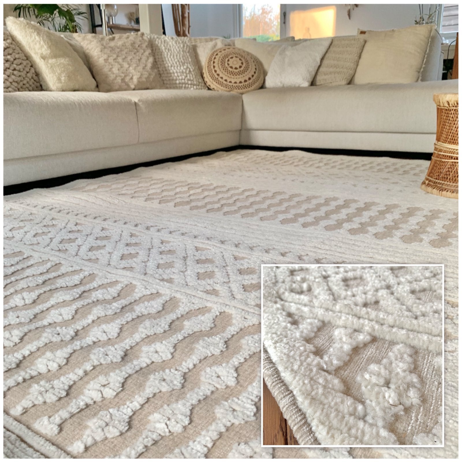 Japandi chic - soft xl vloerkleed - fotoshoot, Ophalen, Wit, 200 cm of meer, Zo goed als nieuw