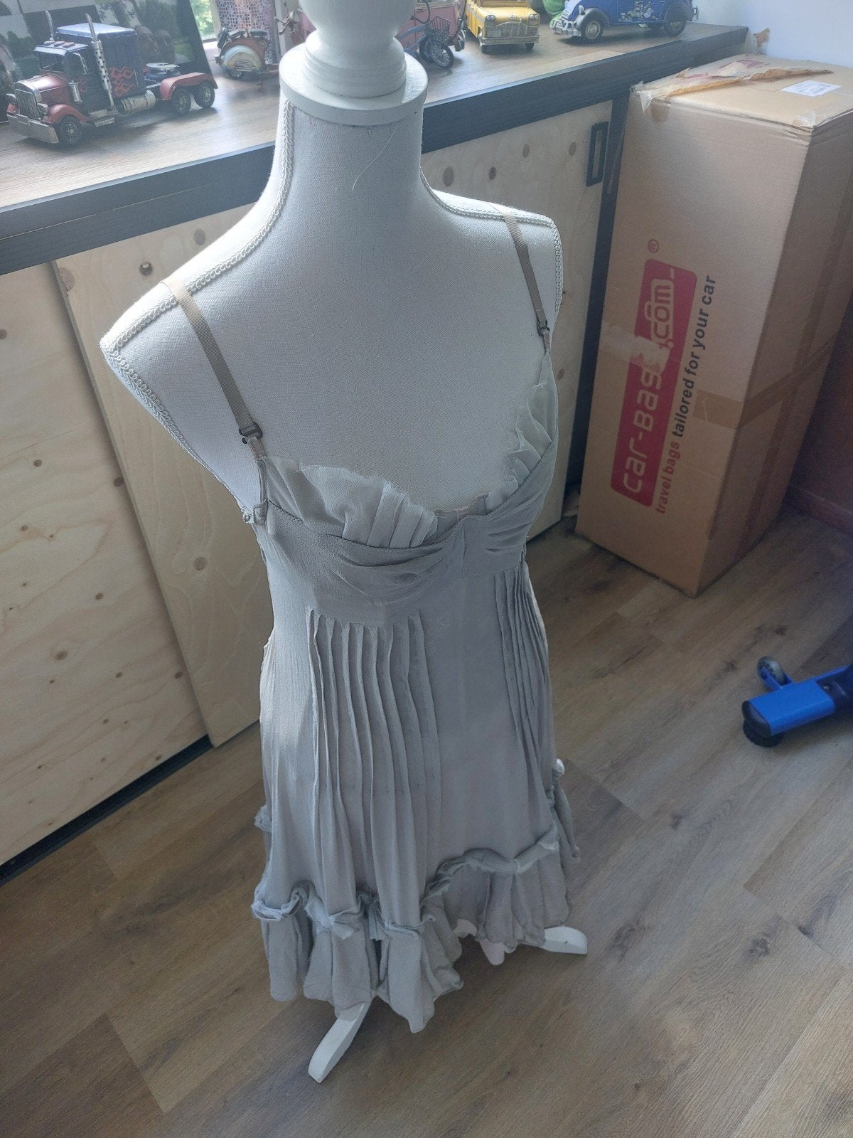 Designer jurk Angelos Frentzos 36/38, Angeles Frentzos, Beige, Ophalen of Verzenden, Zo goed als nieuw
