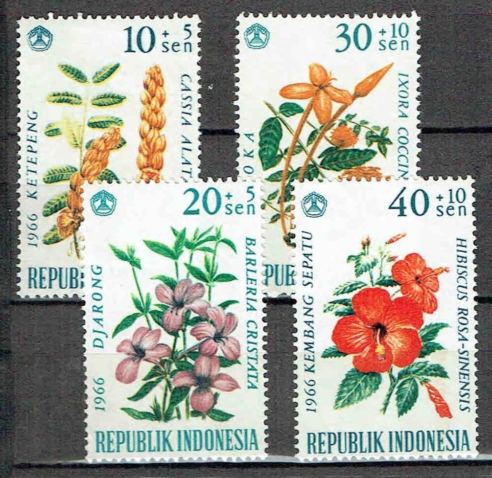 Indonesie 1966 Bloemen, Verzenden, Gestempeld, Dier of Natuur