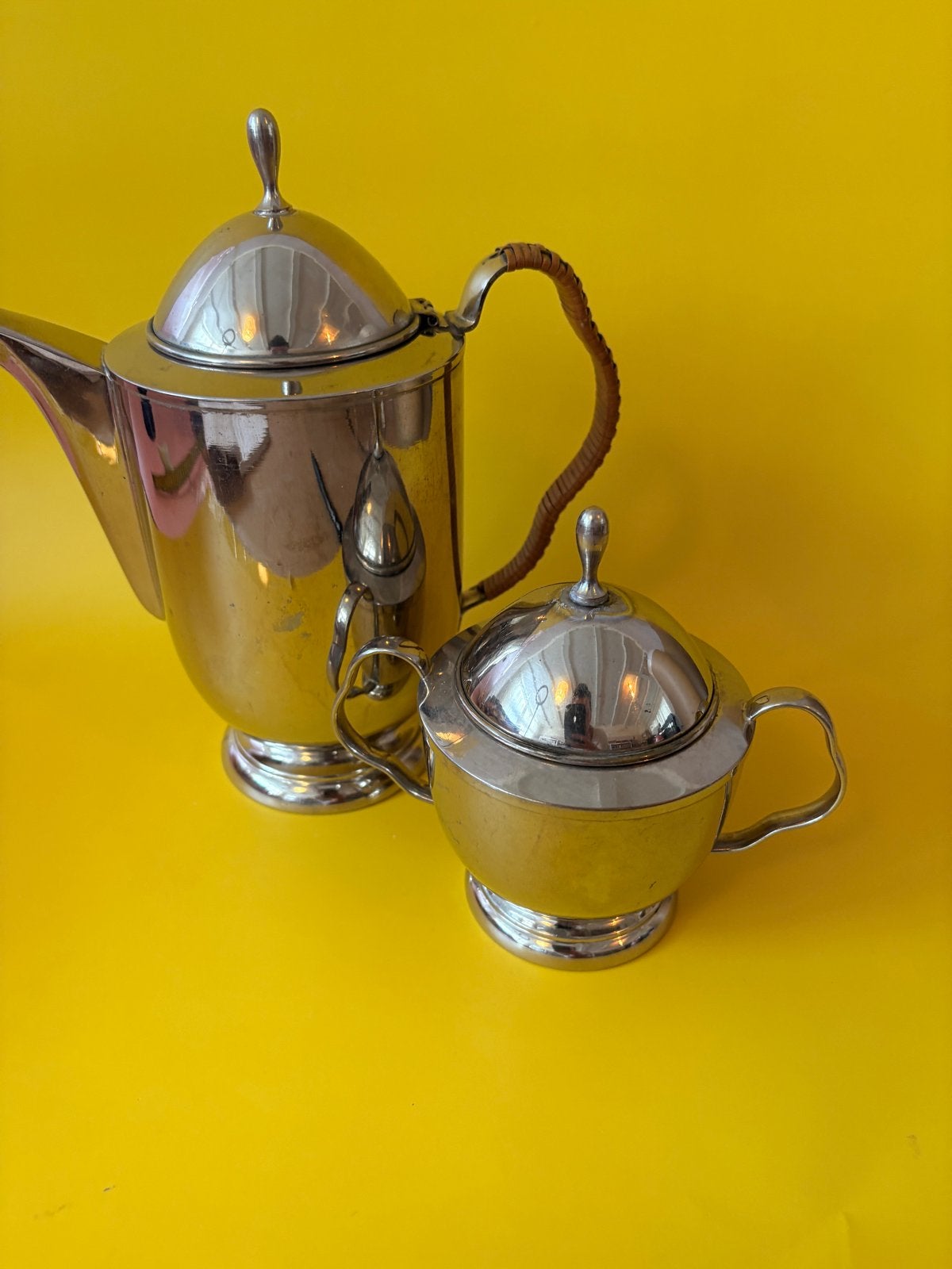 Vintage Art Deco stijl theeset RVS jaren '70/'80, Antiek en Kunst, Verzenden