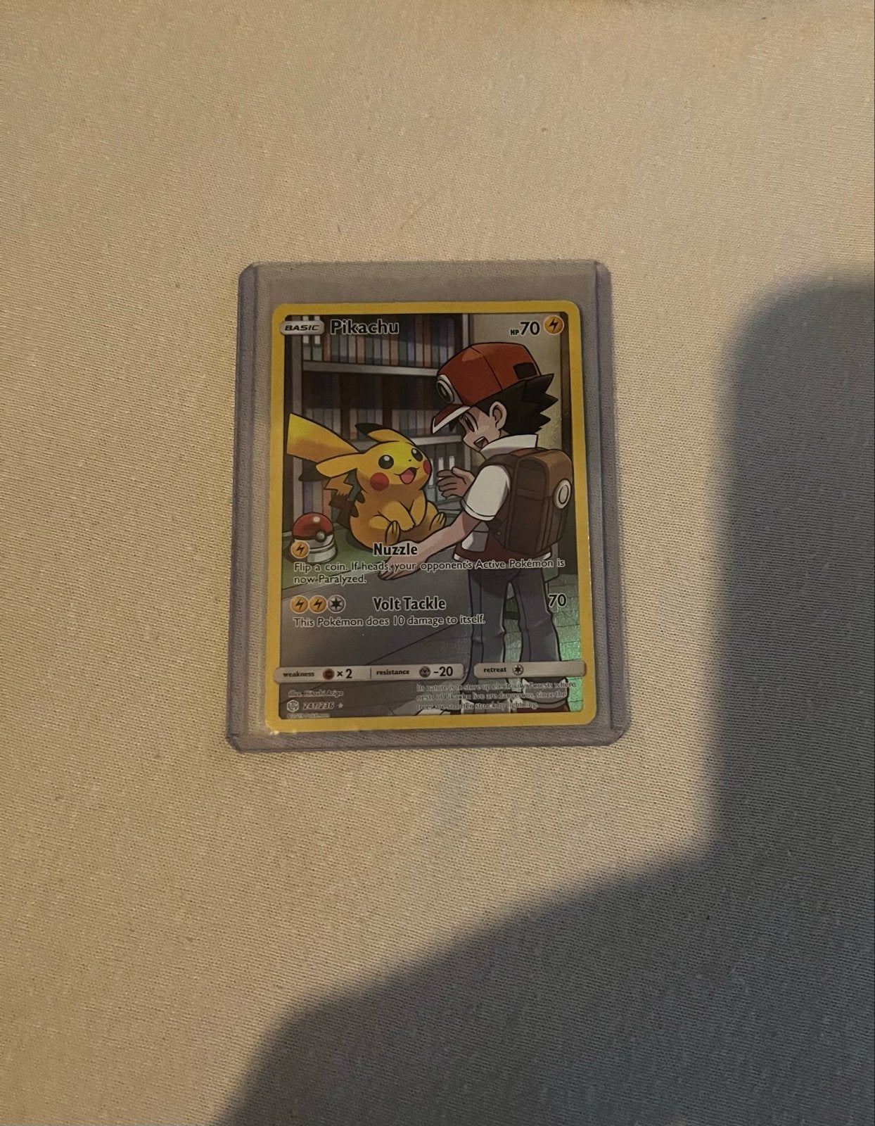 Pikachu & Red (Ash) Pokemon kaart - SM248 Promo, Verzenden, Zo goed als nieuw, Losse kaart