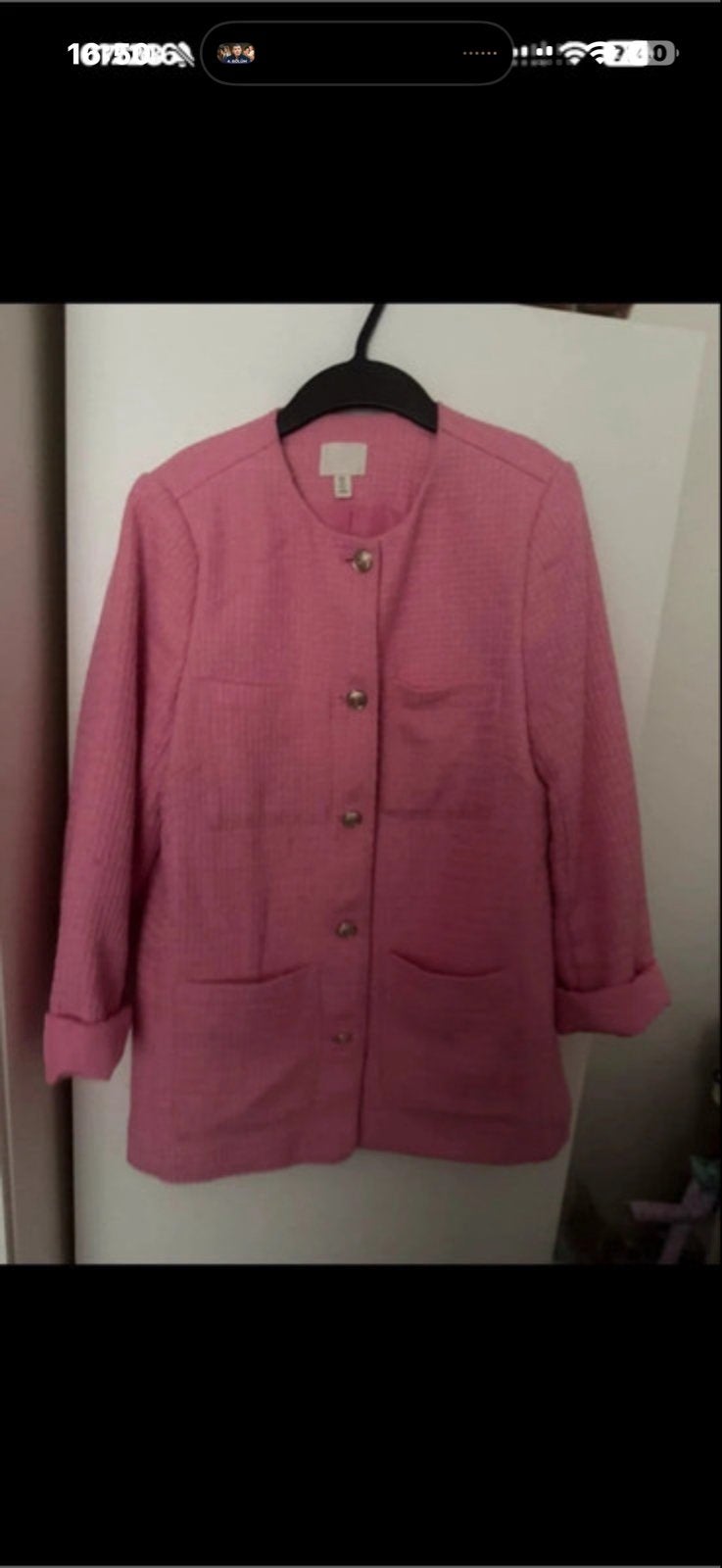 Roze tweed jasje met gouden knopen - Maat S, Ophalen of Verzenden, Gedragen, Maat 36 (S), Roze