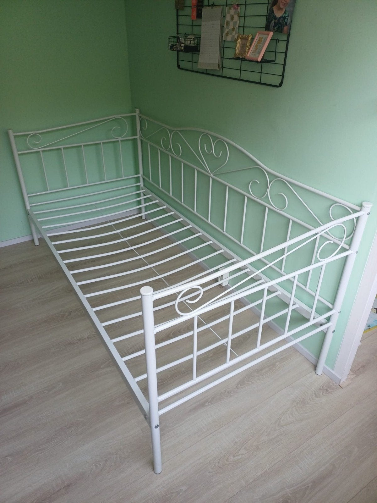 Bedbank Sasha metaal wit 99,5x97,5x207,5 cm, Ophalen, Gebruikt, Eenpersoons, Wit