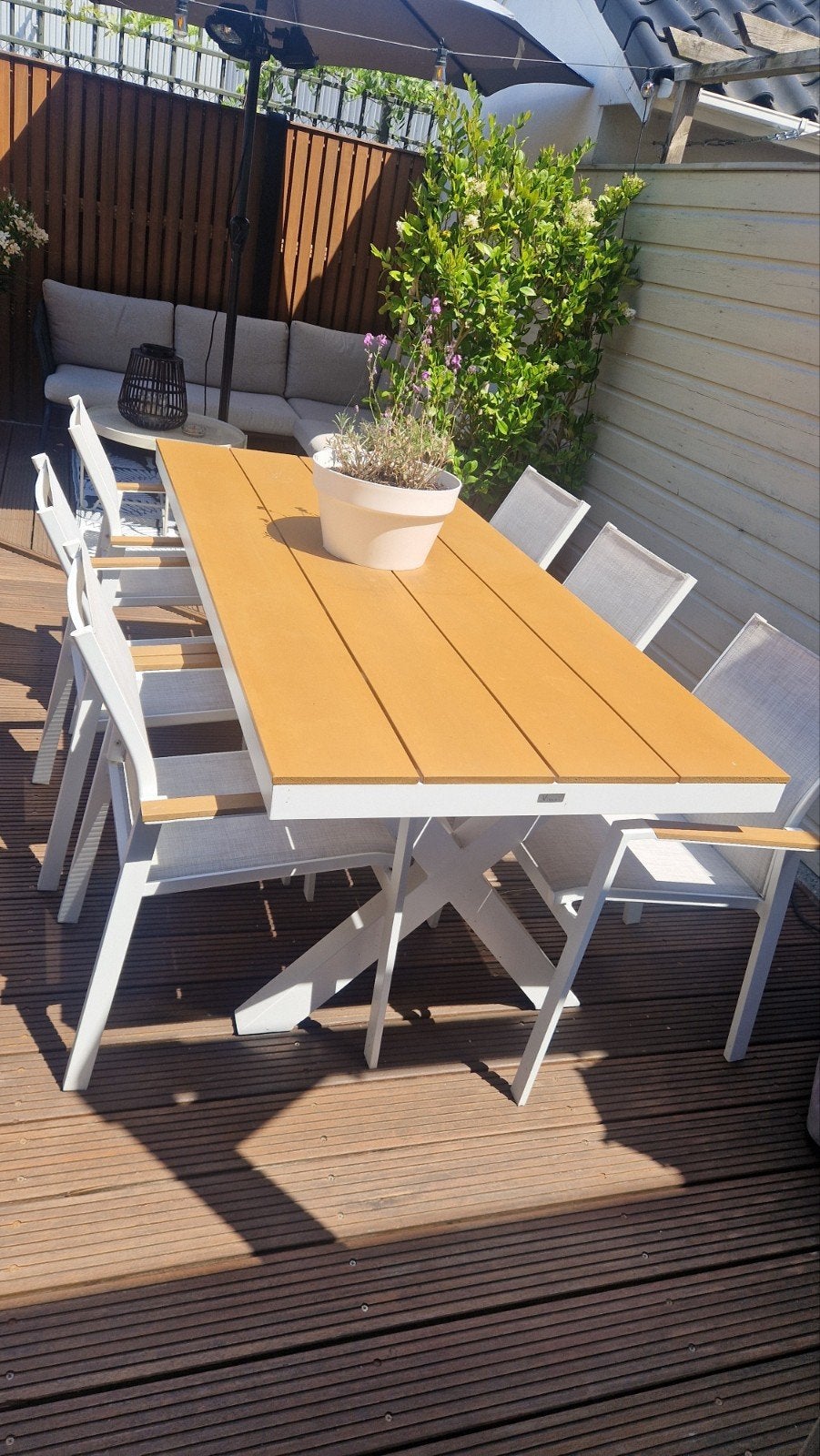 Bahia tuinset wit aluminium/polywood met 6 stoelen, Tuin en Terras, Tuinsets en Loungesets, Ophalen, 6 zitplaatsen, Aluminium
