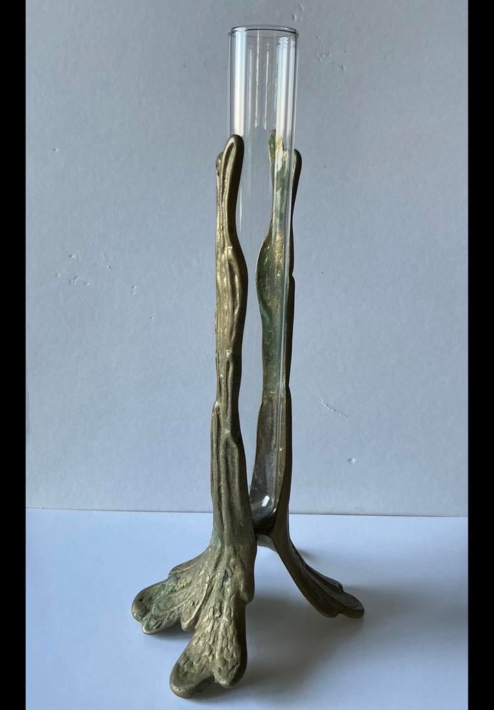 Koperen art Deco solifleur vaas, glaasje, geel koper, houder, Antiek en Kunst, Antiek | Koper en Brons, Ophalen of Verzenden