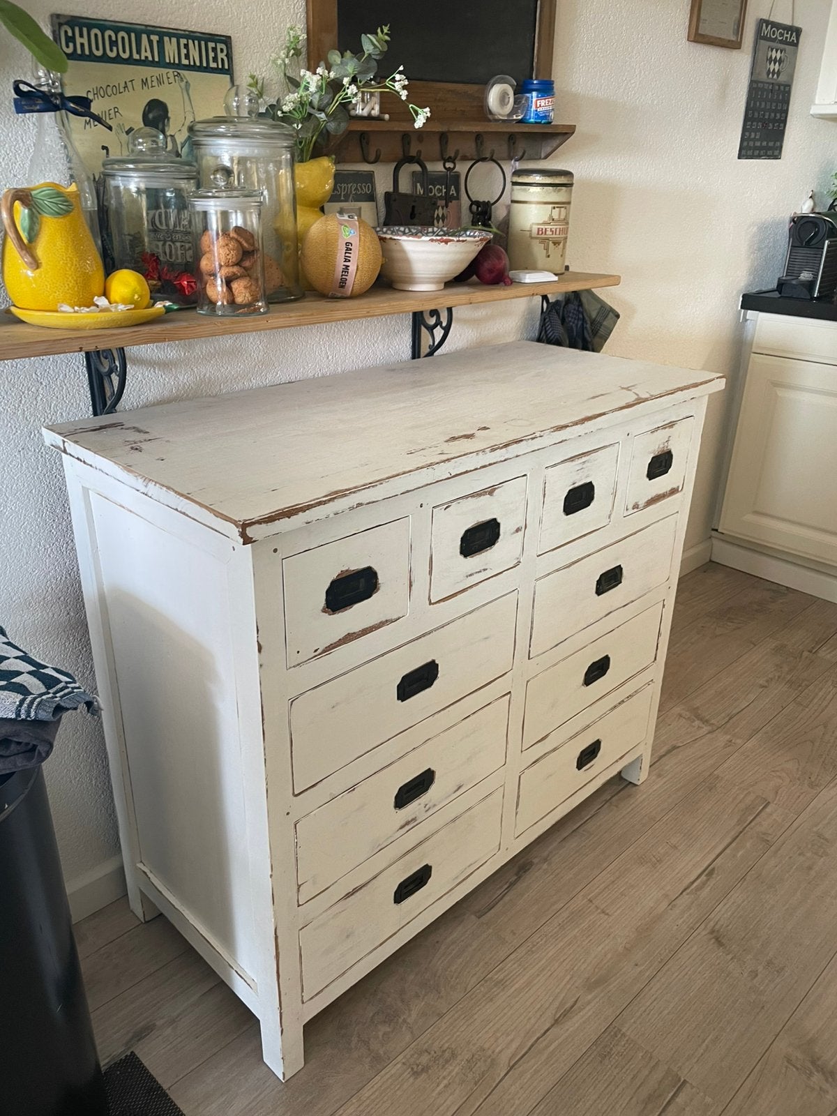 Apothekers lade kast  in  brocante stijl, Ophalen, 50 tot 100 cm, Zo goed als nieuw, Minder dan 100 cm