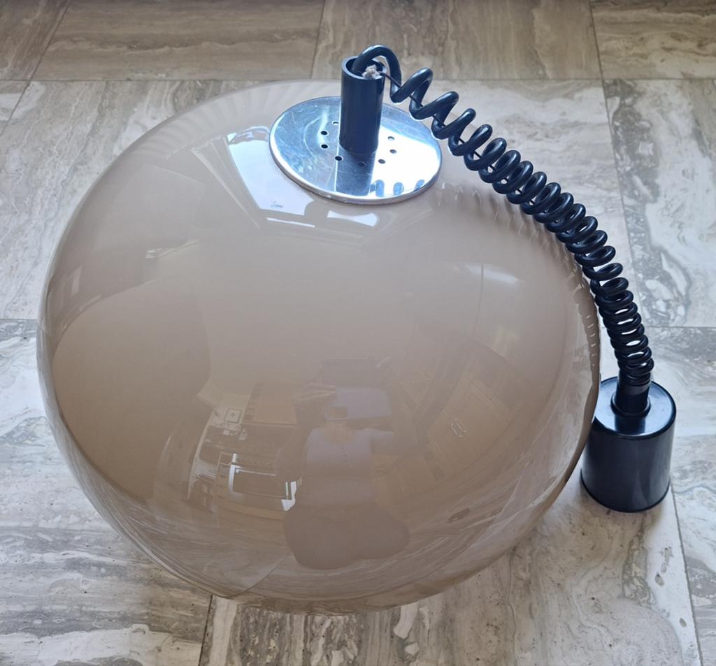 Vintage Bolvormige Hanglamp - Jaren '70 Design, Ophalen, Gebruikt, Metaal, 25 tot 50 cm