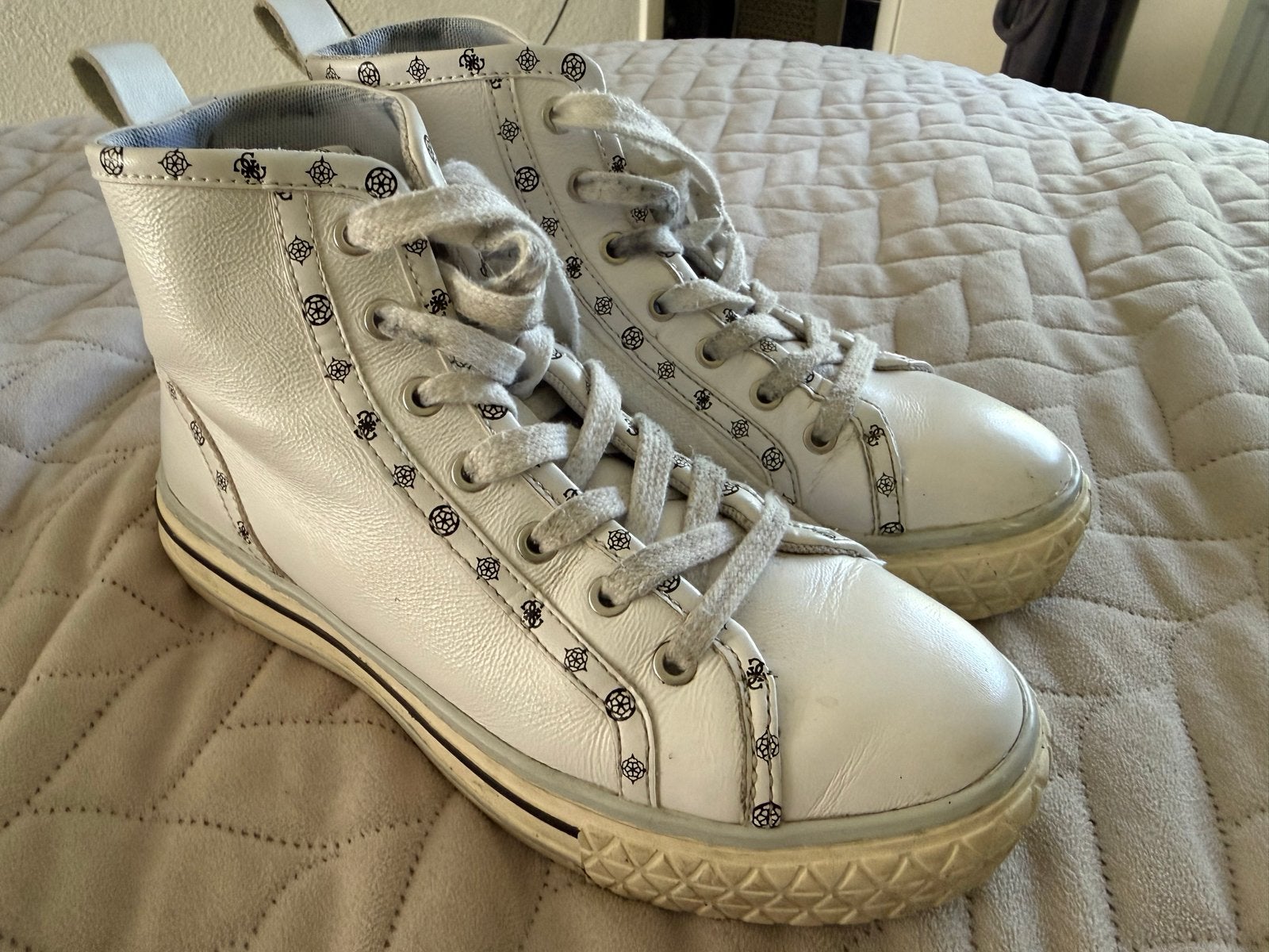 GUESS leren sneakers, wit, maat 37, Ophalen, Gedragen, Wit, Sneakers of Gympen
