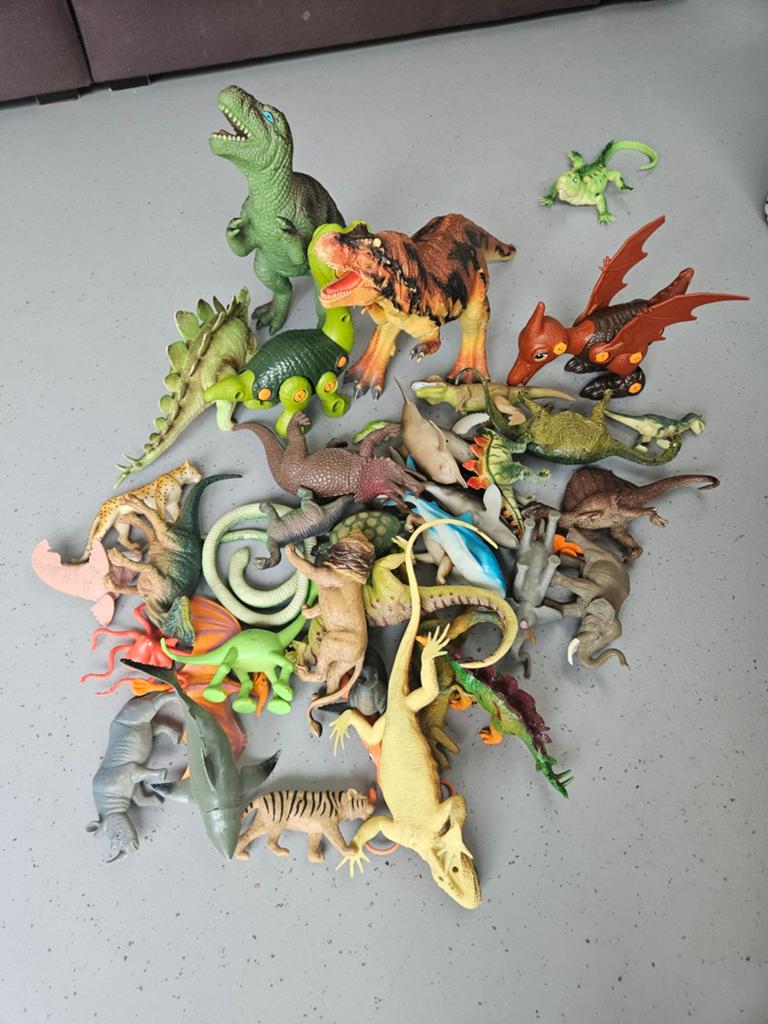 42 speelgoeddieren: dino's, leeuwen, boerderijdieren, Ophalen of Verzenden, Gebruikt