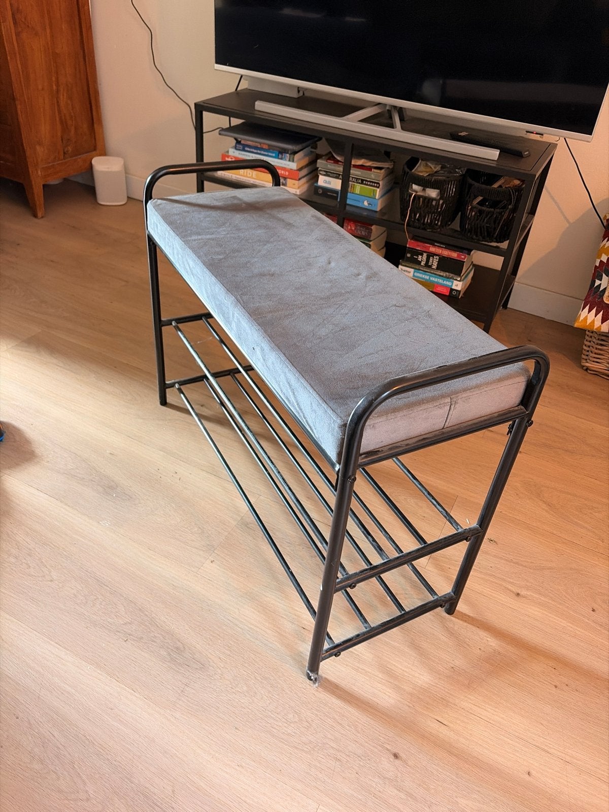 Schoenenrek met zitbankje - 80x55x30 cm, Ophalen, Gebruikt