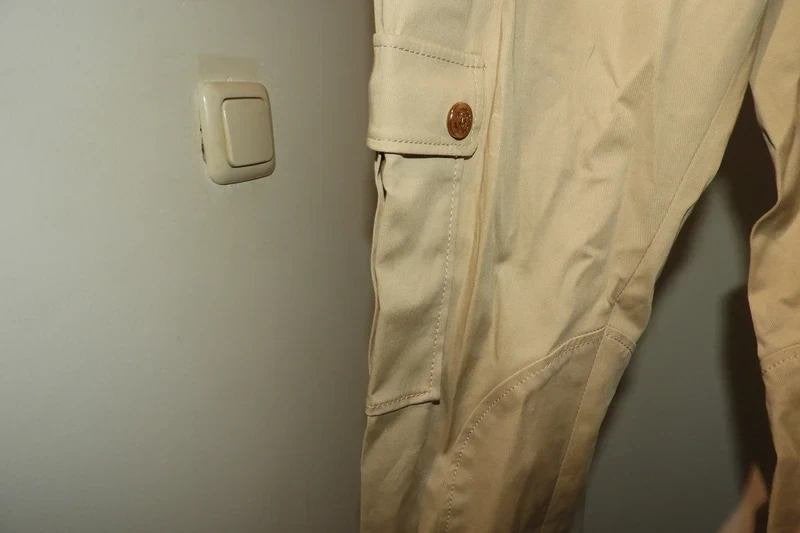 Roberto Cavalli broek gouden sier knopen zakken zijkant XS, Verzenden, Beige, Zo goed als nieuw, Roberto Cavalli