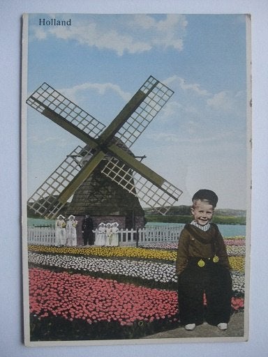 P324 Ansichtkaart Holland - Klederdracht - Bollenvelden, Verzenden, 1920 tot 1940, Gelopen, Noord-Holland