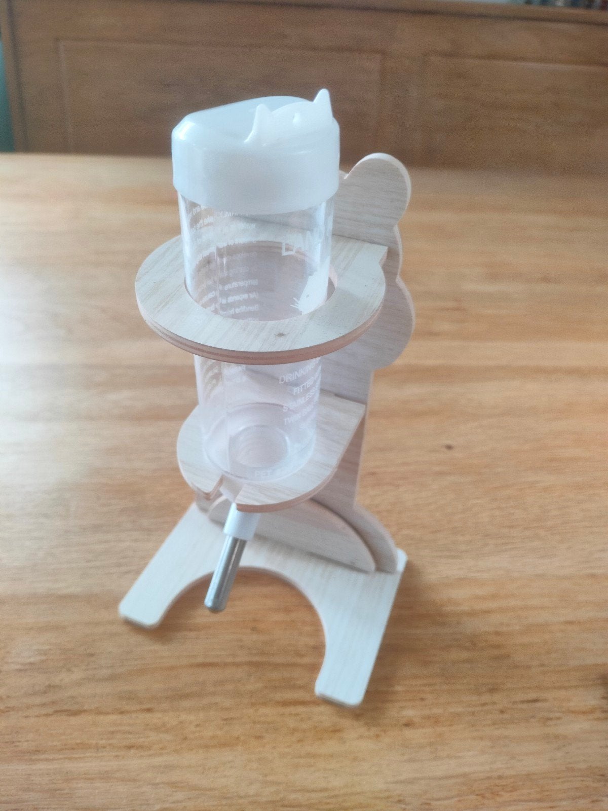 Drinkfles in houten houder voor hamster/muis, Ophalen of Verzenden