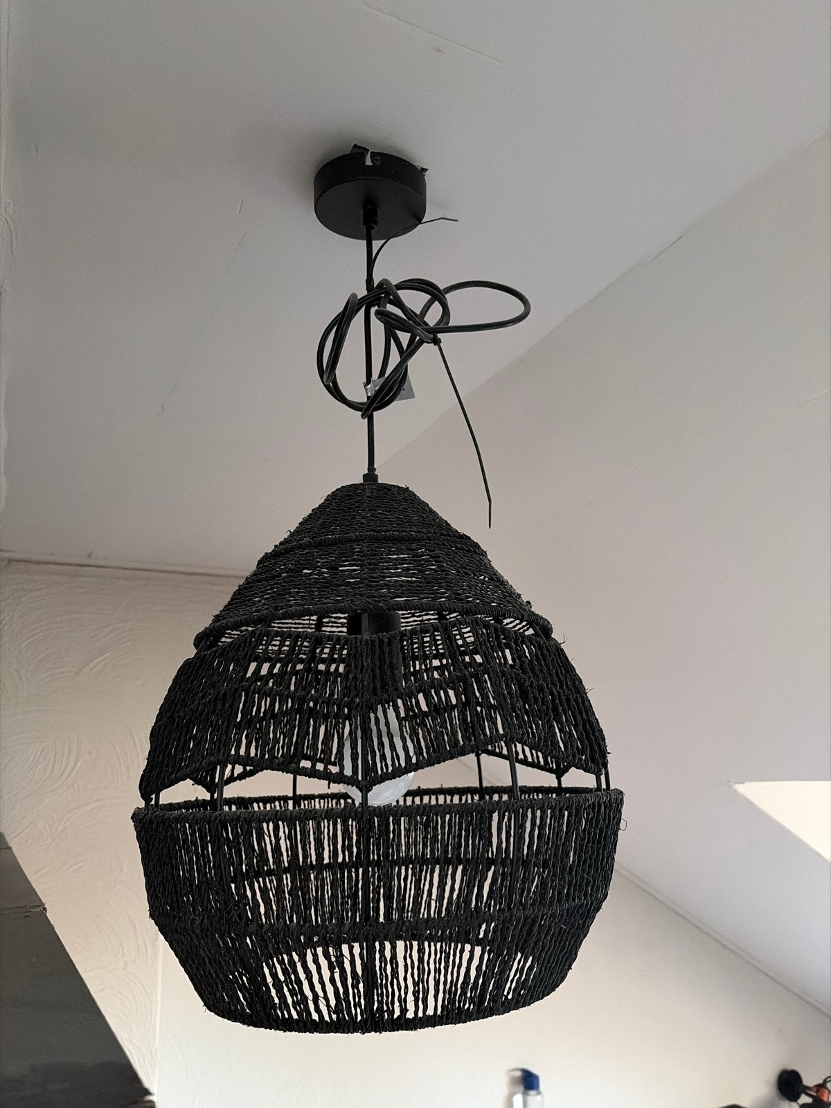 WOOOD Adelaide hanglamp zwart ø35cm, Ophalen of Verzenden, Zo goed als nieuw, Textiel, E27 (groot)
