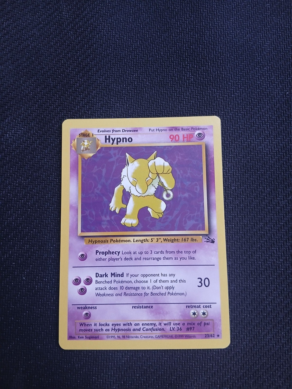 Pokémon Hypno 23/62 Jungle Set - Vintage Kaart, Ophalen of Verzenden, Zo goed als nieuw, Losse kaart