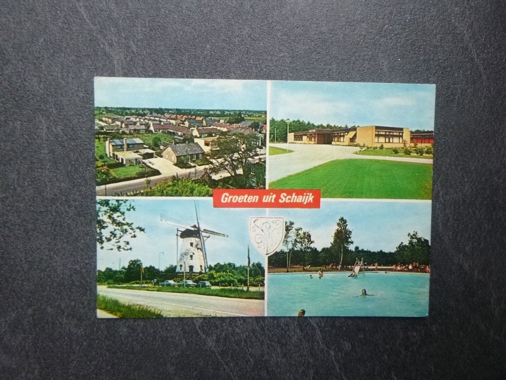 Schaijk, panorama/molen/zwembad 1972, Verzenden, 1960 tot 1980, Gelopen, Noord-Brabant