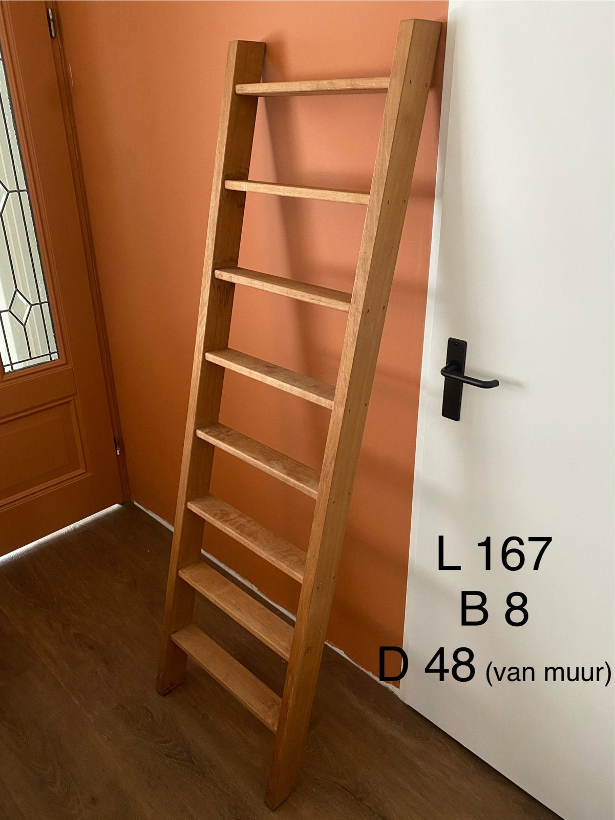 Houten decoratieve/ functioneel ladder - teak hout, Ophalen, Gebruikt, Ladder, Minder dan 2 meter