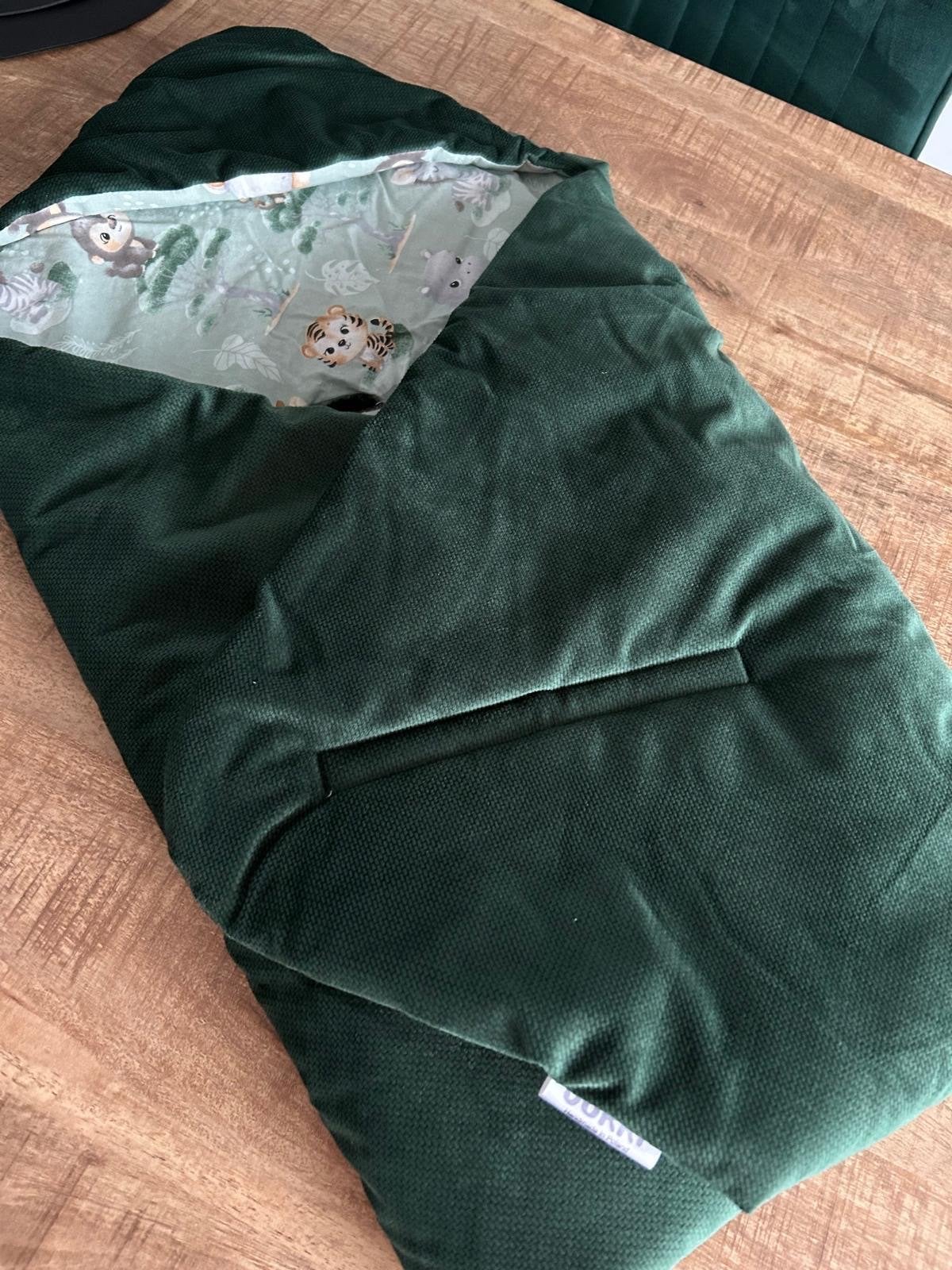 Donkergroene voetenzak met jungle print Jukki, Ophalen, Groen, Zo goed als nieuw, Gevoerd