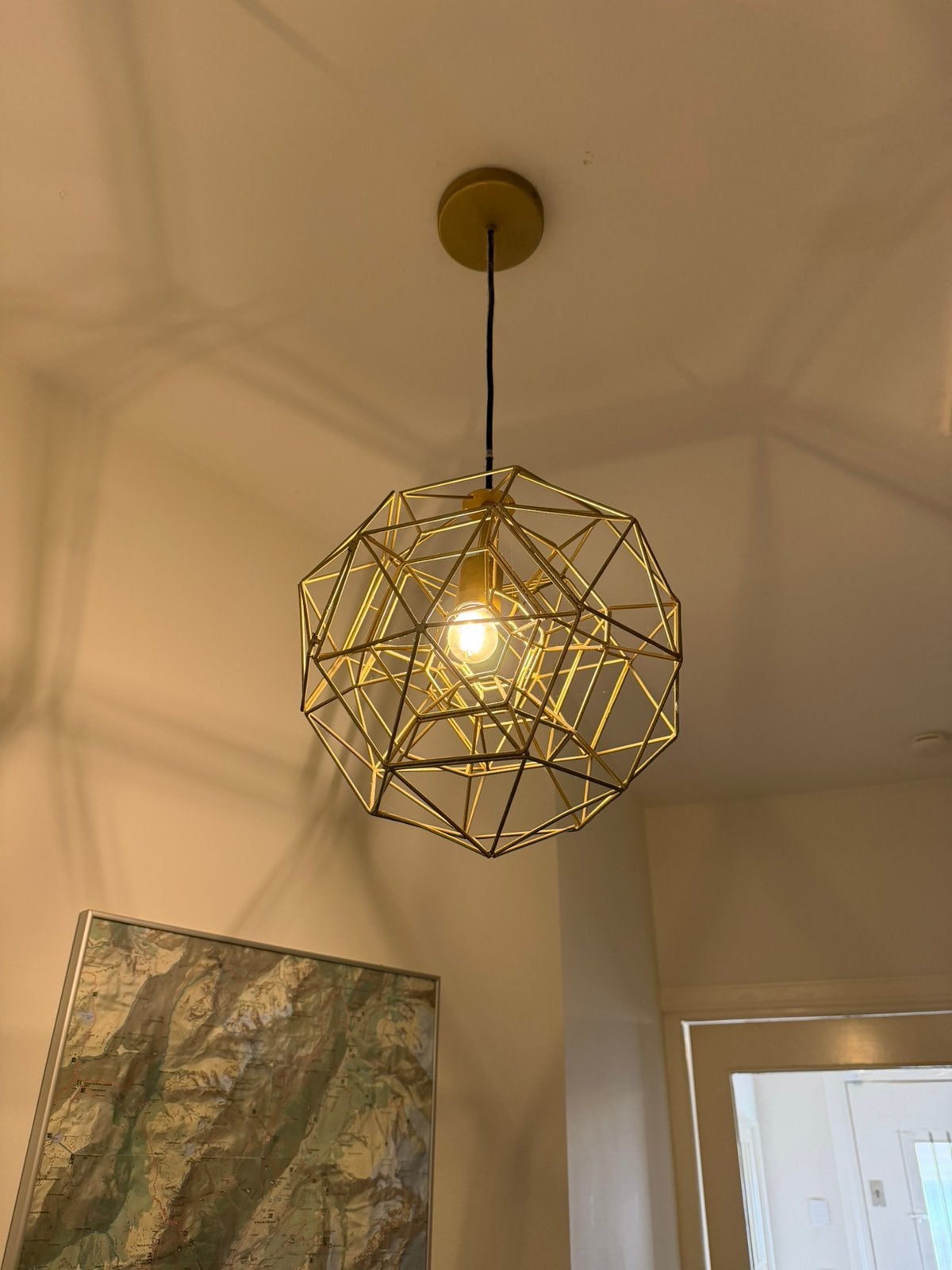 2x Pols Potten Gouden Geometrische Hanglamp - 35cm Diameter, Ophalen, Zo goed als nieuw