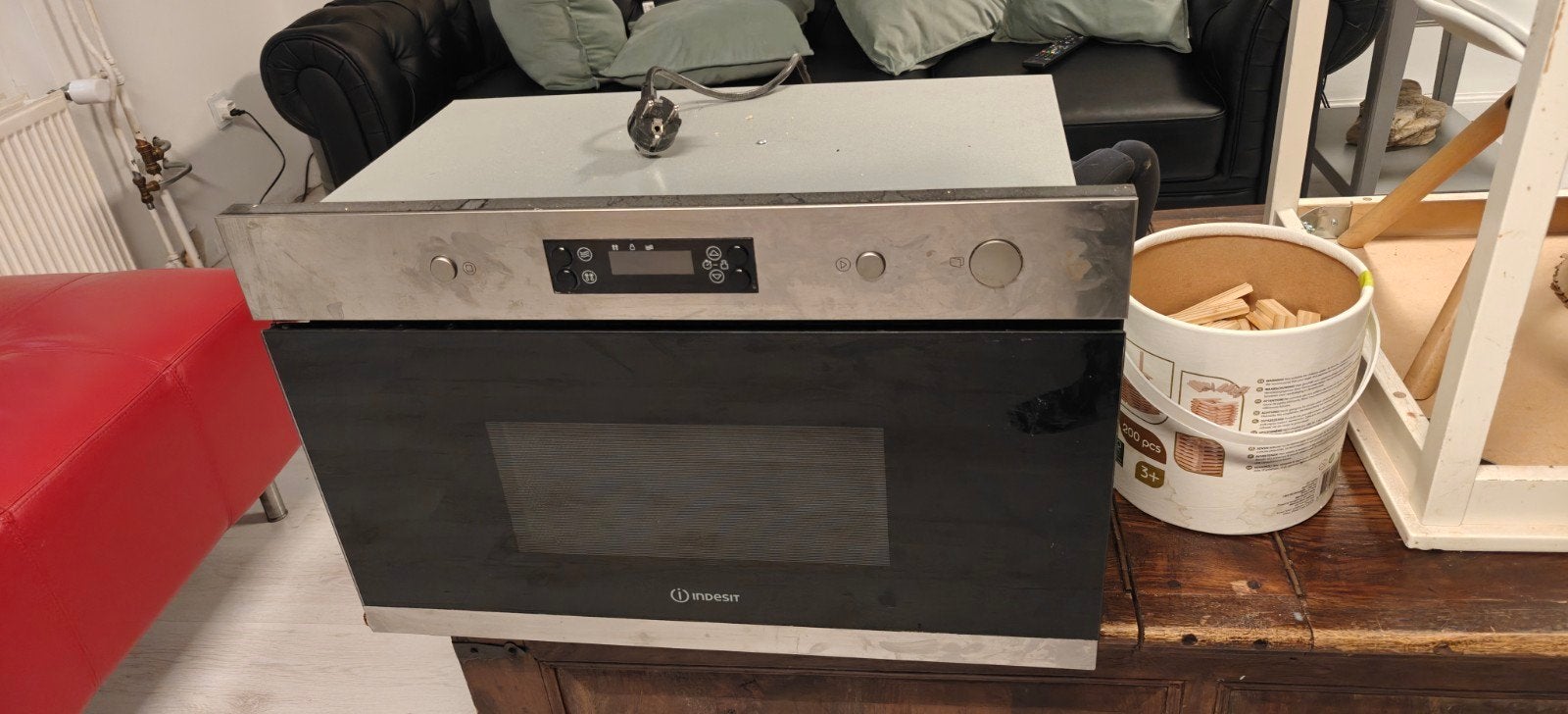 Indesit MWI 3211 IX Inbouw Combimagnetron, Ophalen, Combimagnetron, Gebruikt, 60 cm of meer