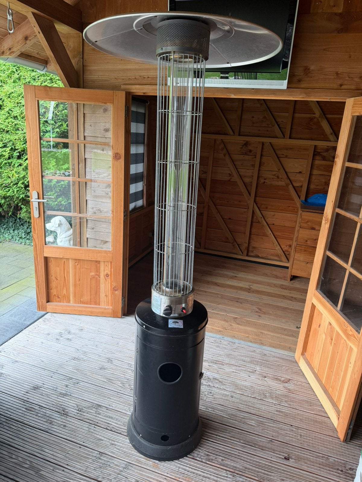 Terrasverwarmer met vlammen in een glazen buis, Tuin en Terras, Ophalen, Draaibaar, Gebruikt, Vloer