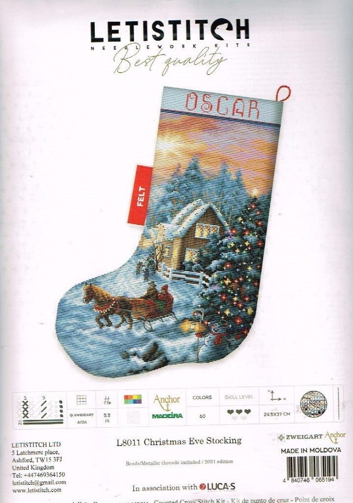 Cado letistitch borduurpakket CHRISTMAS  EVE  STOCKING 8011, Ophalen of Verzenden, Nieuw, Handborduren, Borduurpakket