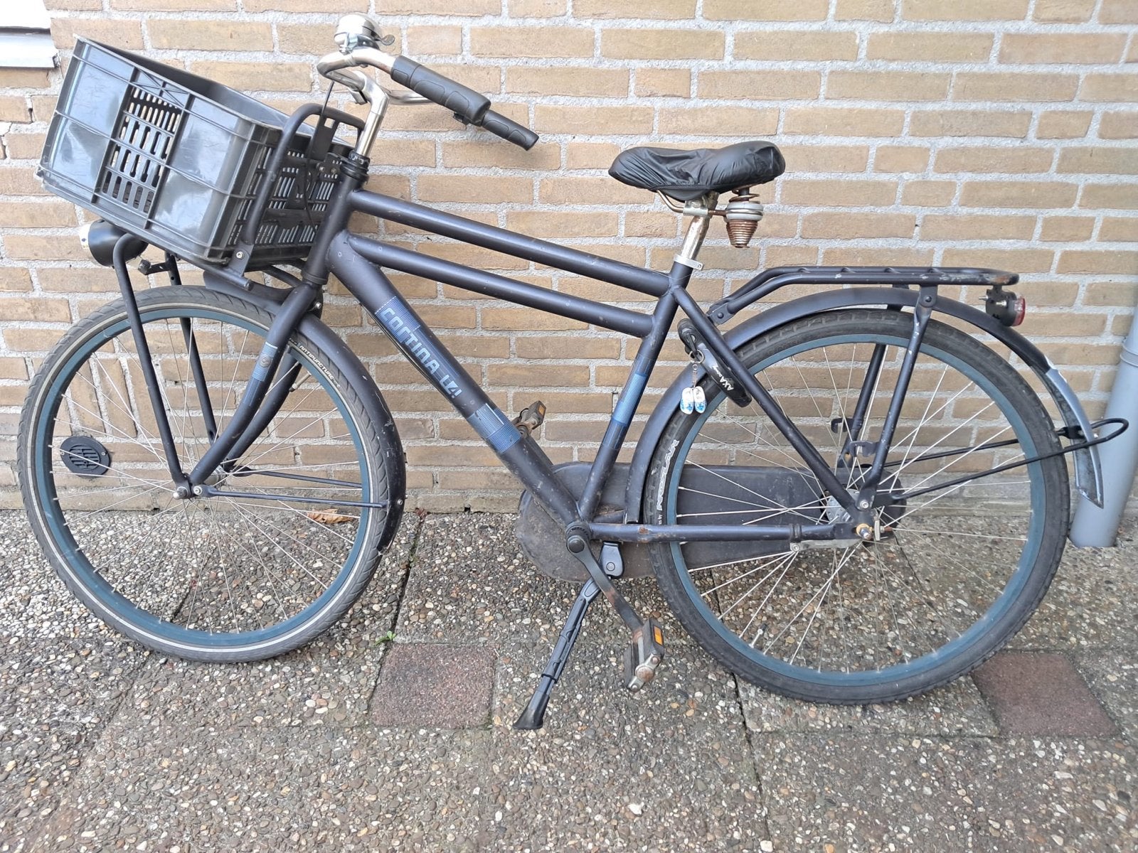 Cortina jongensfiets met krat- ophalen in Aadorp (ov), Ophalen, Gebruikt, 26 inch of meer